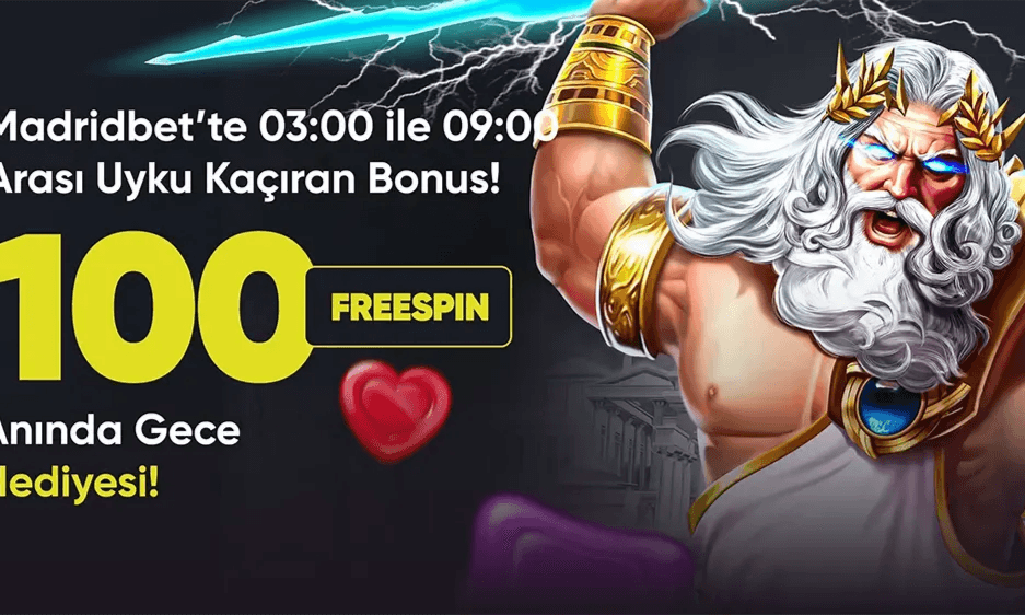 Uyku Kaçıran Bonus — 03:00-09:00 Arası 100 Freespin